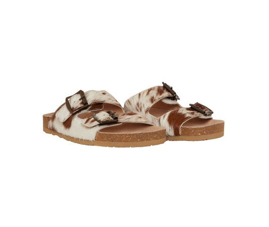 Hair on hide slip on sandals