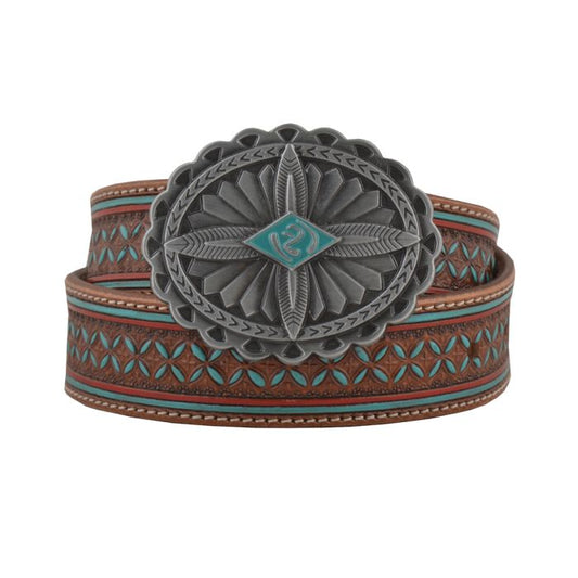 Crystals Hand-Tooled Leather Belt