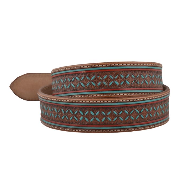 Crystals Hand-Tooled Leather Belt